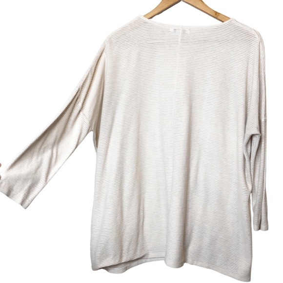 Simply Noelle Cream Striped V-Neck 3/4 Sleeve Tunic Top with Pockets Women's S/M - Picture 12 of 16